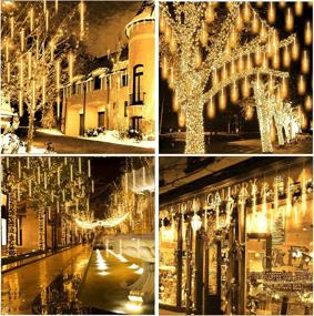 img 1 attached to ForChic Christmas Lights Meteor Shower Lights - 12 inch, 8 Tube, 192 LED - Waterproof Snowfall LED Lights - Plug-in Falling Rain Fairy Lights for Christmas Halloween Party Trees Decoration - Warm White