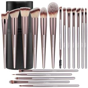 img 4 attached to 🎨 BS-MALL Makeup Brush Set: 18 Pcs Premium Synthetic Brushes with a Stylish Black Case in Champagne Gold