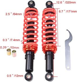 img 3 attached to 🏍️ Усилите свою поездку с помощью задних амортизаторов Possbay для мотоциклов - амортизатор 12,6"/320 мм для моторов Yamaha Honda Suzuki Dirt Sport - 1 пара, красного и оранжевого цветов.