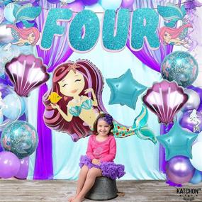 img 3 attached to 🧜 Mermaid 4th Birthday Decorations Girl - Sparkling Four Banner with Mermaid Balloons: Perfect Mermaid Party Supplies and Decorations for Girls 4!