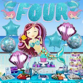 img 2 attached to 🧜 Mermaid 4th Birthday Decorations Girl - Sparkling Four Banner with Mermaid Balloons: Perfect Mermaid Party Supplies and Decorations for Girls 4!