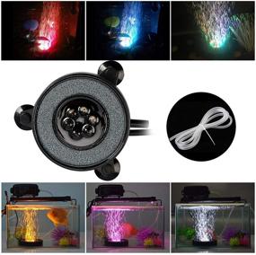 img 1 attached to 🐠 NICREW Round Stone Disk Aquarium Bubbler with LED Lights - Enhancing Fish Tank Decor & Aquatic Ambience