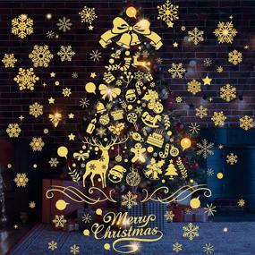 img 4 attached to 🎄 Clearance Christmas Winter Decor: Danvren Golden Glitter Snowflake Window Clings - Xmas Party Supplies - 5 Sheets with 91 PCS