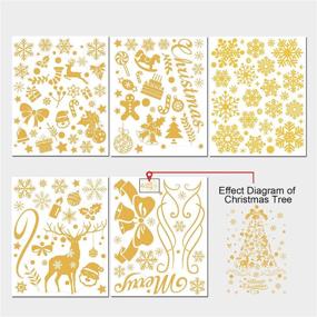 img 1 attached to 🎄 Clearance Christmas Winter Decor: Danvren Golden Glitter Snowflake Window Clings - Xmas Party Supplies - 5 Sheets with 91 PCS
