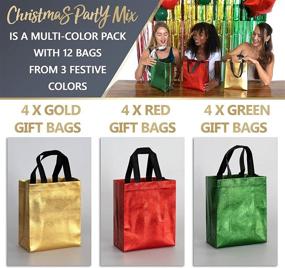 img 2 attached to 🎁 12-Piece Christmas Party Mix Set: Red, Green & Gold Reusable Non-woven Gift Bags"