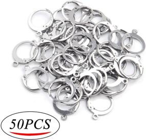 img 3 attached to 50-Piece Stainless Steel Leverback Earrings: Round French 🔒 Hook Earwires for Earring Making - 13mm x 15mm