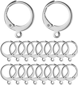 img 4 attached to 50-Piece Stainless Steel Leverback Earrings: Round French 🔒 Hook Earwires for Earring Making - 13mm x 15mm