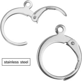 img 1 attached to 50-Piece Stainless Steel Leverback Earrings: Round French 🔒 Hook Earwires for Earring Making - 13mm x 15mm