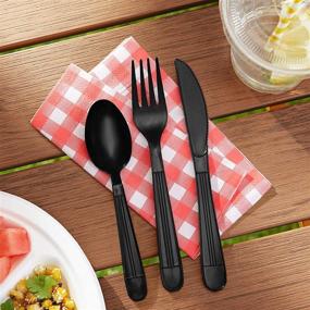 img 1 attached to Amazon Basics 360 Piece Plastic Cutlery Set, Black - Forks, Spoons, and Knives Combo Pack