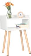 🛏️ exilot nightstand: sleek white mid-century modern bedside table with solid wood legs – minimalist and practical end side table logo