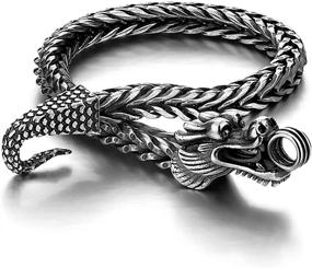 img 4 attached to 💎 Golden Jewelry Gift: 925 Sterling Silver Dragon Chain Bracelet, Solid Thick Side Link Bangle for Men & Boys (5MM-7", 8", 9")