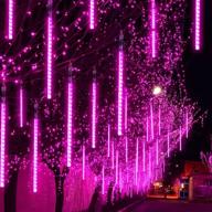 🌟 jmexsuss purple meteor shower lights outdoor indoor, 30cm 8 tubes 192 led falling rain lights plug in, icicle snow cascading christmas string lights - ideal for wedding party house xmas tree decorations логотип