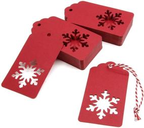 img 3 attached to 🎁 300 Feet Red & White Twine + 100 PCS Gift Tags - Christmas Snowflake Shape Kraft Paper Price Tags by Blisstime