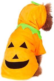 img 4 attached to Halloween Pumpkin Costume Hoodie Coat for 🎃 Small to Medium Dogs - Delifur Dog Cat Fleece