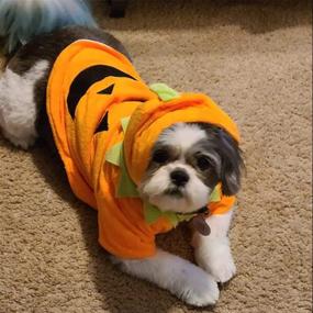 img 3 attached to Halloween Pumpkin Costume Hoodie Coat for 🎃 Small to Medium Dogs - Delifur Dog Cat Fleece