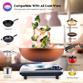 img 2 attached to CUKOR Electric Single Hot Plate: Portable Stove for Quick Cooking - 1200W Infrared Single Burner with Fast Heat-up - 7.1 Inch Ceramic Cooktop for Dorm Office Home Camp - Compatible w/All Cookware