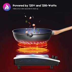 img 1 attached to CUKOR Electric Single Hot Plate: Portable Stove for Quick Cooking - 1200W Infrared Single Burner with Fast Heat-up - 7.1 Inch Ceramic Cooktop for Dorm Office Home Camp - Compatible w/All Cookware