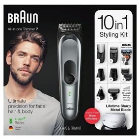 img 3 attached to 💇 Ultimate Grooming Solution: Braun MGK7221 10-in-1 Hair Clippers for Men - Beard, Ear, Nose, and Body Trimmer Kit in Black/Silver