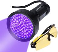 🔦 powerful uv black light flashlight with 68 leds for pet urine stains - includes uv sunglasses for scorpion hunting logo