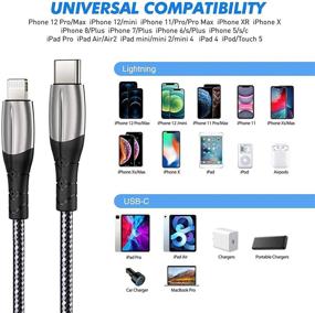 img 3 attached to ⚡ Sundix USB C to Lightning Cable - 2Pack 6ft MFi Certified iPhone Fast Charger - Compatible with iPhone 12/11/XS/XR - Nylon Braided Cables