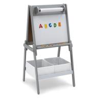 delta children chelsea double-sided storage easel - great for arts & crafts, drawing, homeschooling, includes paper roll and magnets, light grey/white logo