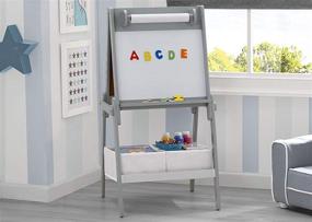 img 3 attached to Delta Children Chelsea Double-Sided Storage Easel - Great for Arts & Crafts, Drawing, Homeschooling, Includes Paper Roll and Magnets, Light Grey/White