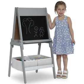 img 1 attached to Delta Children Chelsea Double-Sided Storage Easel - Great for Arts & Crafts, Drawing, Homeschooling, Includes Paper Roll and Magnets, Light Grey/White