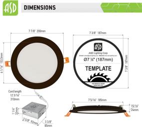 img 2 attached to 🔦 ASD LED Recessed Lighting 8 Inch, 3 CCT 3000K/4000K/5000K Selector, IC Rated, Ultra Slim Dimmable Downlight with Junction Box - 18W (145W Eq.) 1350 Lm - Oil Rubbed Bronze - Energy Star - ETL Rated - Pack of 4