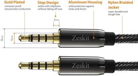 img 3 attached to 🎧 Zeskit Premium 3.5mm Jack Male to Male AUX Audio Cable with TRRS 4 Poles for Headphones with Mic and Speakers - 4ft