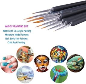 img 2 attached to 🖌️ 9 Piece Set of Detail Paint Brushes for Art Painting, Watercolors, Acrylic, Oil, Models, Nail Art, and Face Painting - Includes Sizes 0, 00, and 000