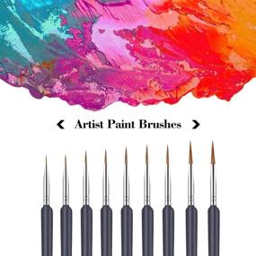 img 3 attached to 🖌️ 9 Piece Set of Detail Paint Brushes for Art Painting, Watercolors, Acrylic, Oil, Models, Nail Art, and Face Painting - Includes Sizes 0, 00, and 000