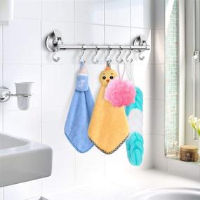 img 1 attached to 🛁 Efficient iRomic Suction Cup Hook Hanger Holder Rack Rail Towel Bar Organizer (2PCS) for Bathroom Shower, Kitchen Utensils, and more - Wall Mounted on Glass, Window, Tile Wall