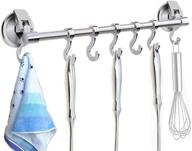 🛁 efficient iromic suction cup hook hanger holder rack rail towel bar organizer (2pcs) for bathroom shower, kitchen utensils, and more - wall mounted on glass, window, tile wall logo