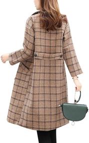 img 3 attached to 🧥 Classic Style and Warmth Combined: Tanming Women's Double Breasted Long Plaid Wool Blend Pea Coat Outerwear