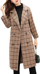 img 4 attached to 🧥 Classic Style and Warmth Combined: Tanming Women's Double Breasted Long Plaid Wool Blend Pea Coat Outerwear