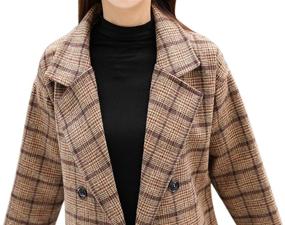 img 1 attached to 🧥 Classic Style and Warmth Combined: Tanming Women's Double Breasted Long Plaid Wool Blend Pea Coat Outerwear