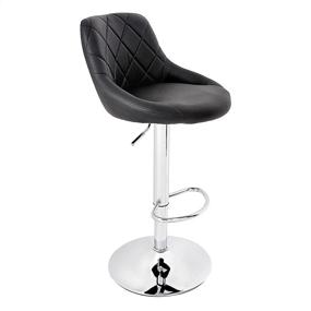 img 4 attached to 🪑 CangLong Swivel Adjustable Counter Height Bar Stools Set of 1 - Stylish PU Leather Barstools with Back, Perfect for Kitchen Counter Chairs-Black