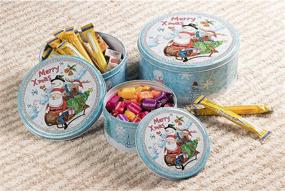 img 3 attached to 🎄 Juvale Christmas Nesting Cake Tins - 3-Set Round Storage Containers for Confectioneries, Cookies, and Candy - Holiday Decor, Light Blue and White