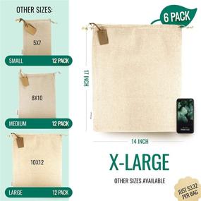 img 3 attached to X-Large 14x17 Cotton Storage Bags: Organize with Drawstrings!