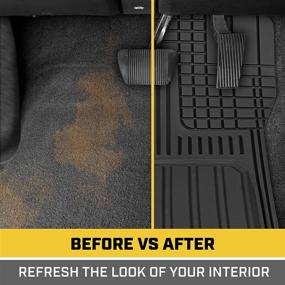 img 1 attached to 🚗 Caterpillar CAMT-8303 ToughLiner Rubber Car Floor Mats: Full Custom Fit, Heavy Duty, Odorless, All Weather Protection - Black