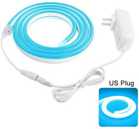 img 3 attached to 💡 LanM Epoch Neon LED Strip Light - Waterproof Ice Blue Flexible Decorative Light with DC Power Adaptor