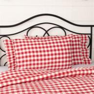 🔴 vhc brands annie buffalo check red country стандартный комплект постельного белья coverlet с наволочками, хлопковый фермерский стиль 21x30 логотип