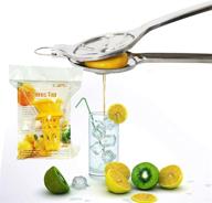 🍋 ecojeannie® jumbo size flat press stainless steel lemon squeezer + free citrus tap - ultimate manual juicer for perfectly pressed lemon and lime juice (ls0003) logo