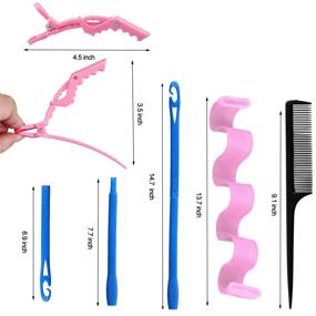 img 3 attached to Комплект для укладки волос "28 штук спиральных завивных карандашей без термообезвоживания для женщин с крючком для укладки, расческой и 2 заколками (11,8 дюйма)