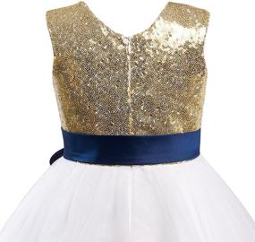 img 1 attached to 💃 Miama Gold Sequin Ivory Tulle Wedding Flower Girl Dress: Stunning Junior Bridesmaid Attire