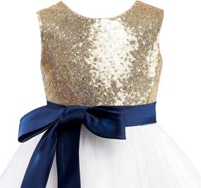 img 2 attached to 💃 Miama Gold Sequin Ivory Tulle Wedding Flower Girl Dress: Stunning Junior Bridesmaid Attire