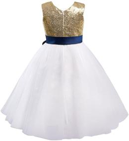 img 3 attached to 💃 Miama Gold Sequin Ivory Tulle Wedding Flower Girl Dress: Stunning Junior Bridesmaid Attire