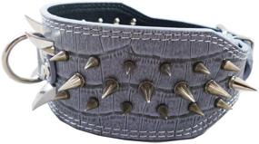 img 2 attached to 🐶 Dogs Kingdom Faux Croc Leather Spiked Dog Collar - 3" Wide, 40 Large Spikes - Premium Pet Supplies for Fashion-forward Dogs