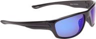 🕶️ large black fisherman eyewear striper sunglasses with polarized blue mirror lens логотип