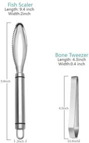 img 2 attached to SKYREX Инструмент для удаления чешуи с рыбы: набор из нержавеющей стали для легкого и быстрого удаления чешуи, с костной щипцами, режущей зубчатостью, щеткой для чистки и скребком